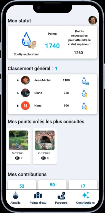 Akualis app - account preview